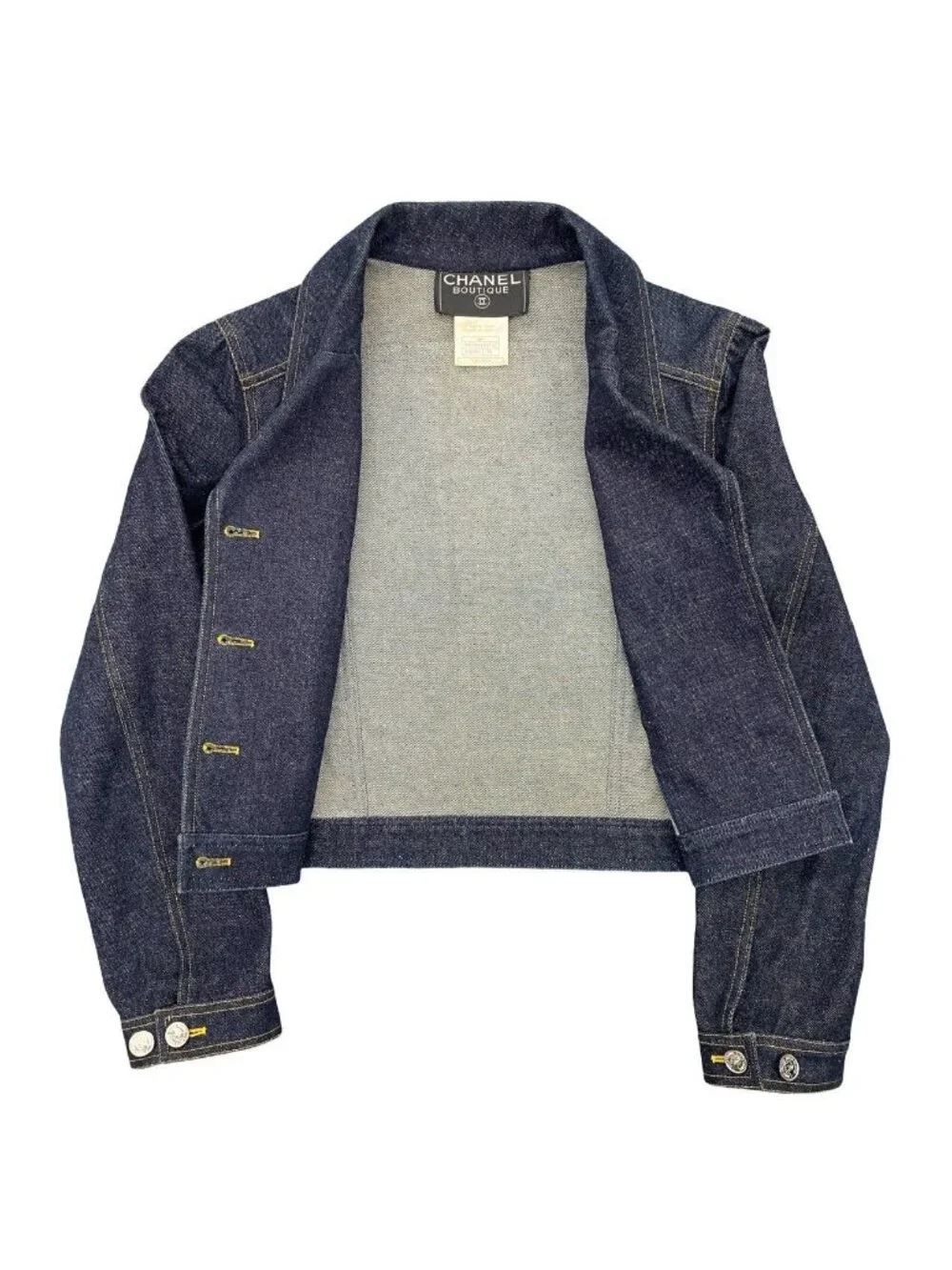 Chanel Vintage Cotton Denim Jacket 38 Blue